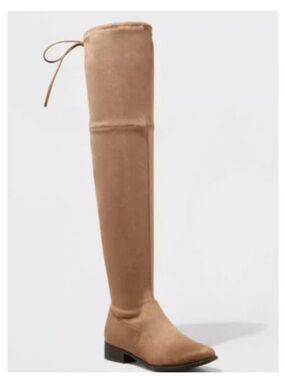 A New Day Taupe Beige Ultimate Comfort Faux Suede Over The Knee Boot Sidney